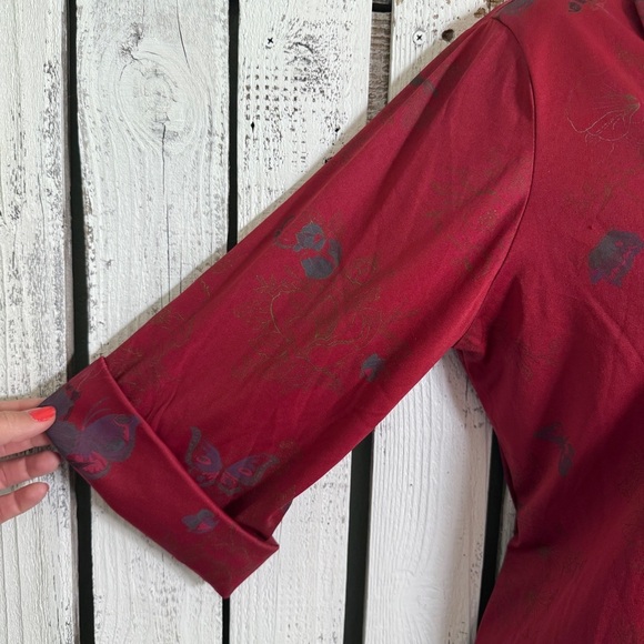 VTG 70s 80s Caribou Peasant Top Women’s Medium Maroon Butterflies Costume Prop‎ - Picture 5 of 14